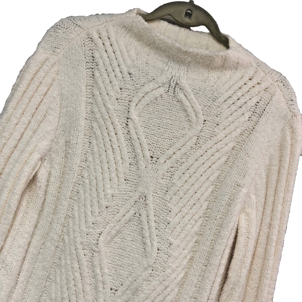Vintage Co & Eddy Sweater Y2K Size L Creme Abstract Cable Knit Tactel Soft‎ 3D